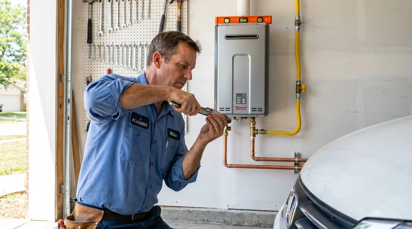 Tankless water heater installation by a Johns Plumbing LLC plumber in Silver Lake